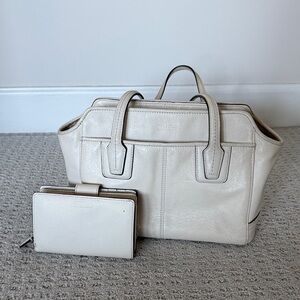 Coach Cream Satchel handbag and Wallet Set
